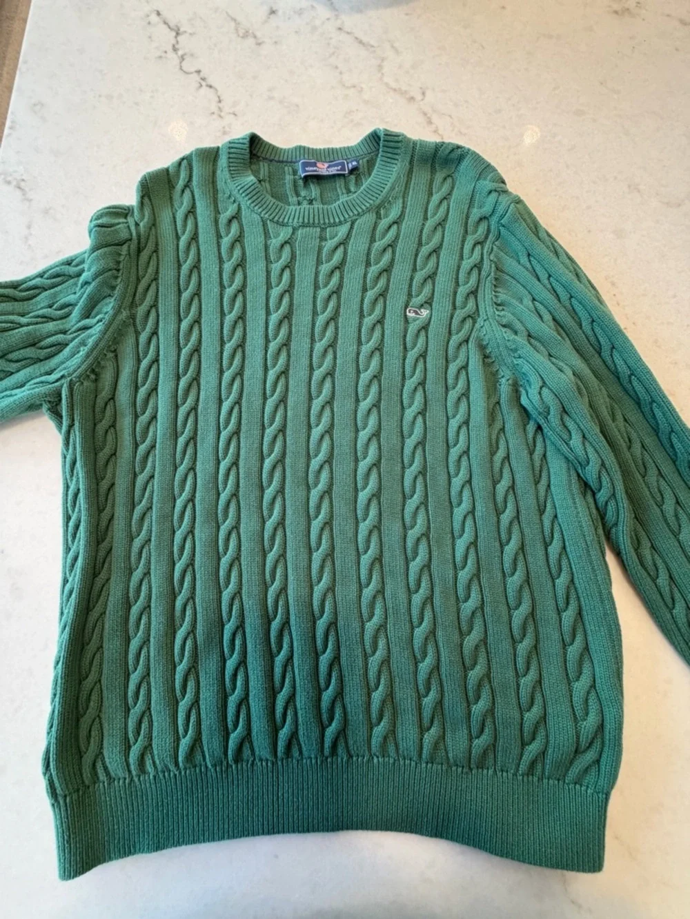 VINEYARD VINES HUNTER GREEN Men's Cable Knit Crewneck Sweater! XL